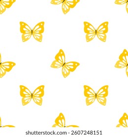 Seamless pattern with yellow butterflies.