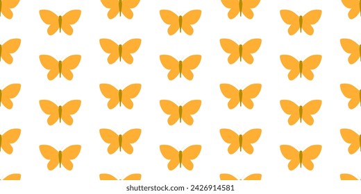 Seamless pattern of yellow butterflies. horizontal, wallpaper, nature. Vector