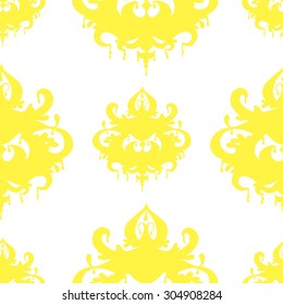 Seamless pattern with yellow chandelier silhouette
