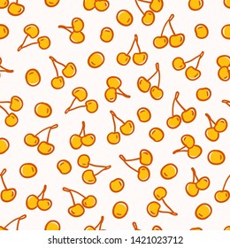 Seamless pattern with yellow cherries