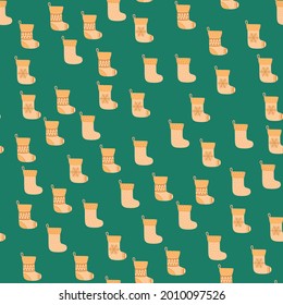 Patrón sin foco con medias de navidad amarillas. ilustración para diseño, web, papel envolvente, tela, papel tapiz