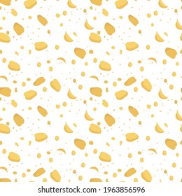 Seamless pattern with yellow circles, pieces or stains from cheese. Abstract print for textiles, paper and other designs. Vector flat illustration