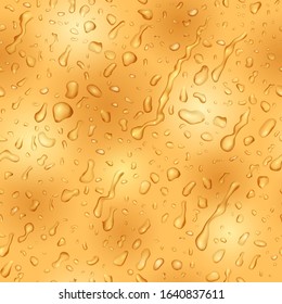 Seamless pattern in yellow colors with drops and streaks of water, flowing down the surface