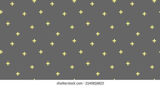 Patrón sin brillo con cruces amarillas en un fondo gris. fondo abstracto. ilustración vectorial