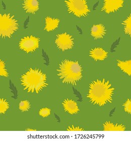 Patrona de primavera brillante con flores amarillas y hojas verdes. Puede utilizarse para textiles