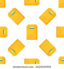 Seamless pattern with yellow dental floss repeating on white background, representing oral hygiene and dental care