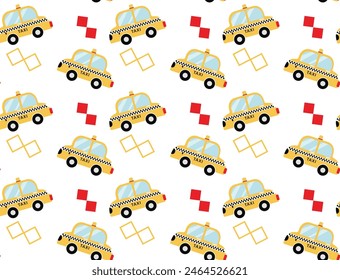 patrón sin fisuras amarillo doodle taxi coche de fondo suave