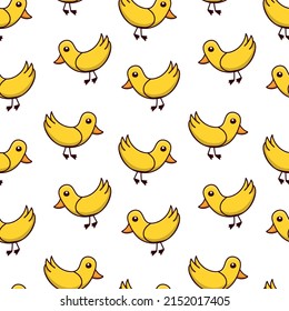 Seamless pattern with yellow duckling doodle vector