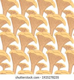 Seamless pattern yellow edible mushrooms growth in forest vector illustration