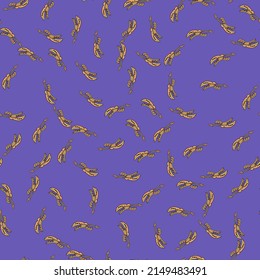 Seamless pattern. Yellow electric guitar on a blue background. Hand-drawn. Background, wrapping paper, textile products for children.