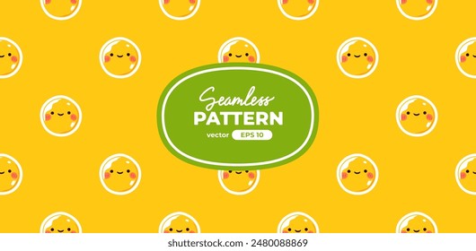 Seamless pattern with yellow emoticons. Emoji set. Vector illustration eps10. Funny faces with facial expressions, UI interface chat icons for messenger app. Social media. Cartoon smile. Flat style.