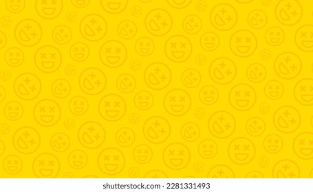 Patrón sin foco de emoticonos amarillos en un fondo amarillo