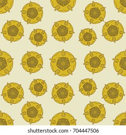 Seamless pattern of yellow fantasy flowers. The background light. Design for website background, textile, paper, packaging materials.