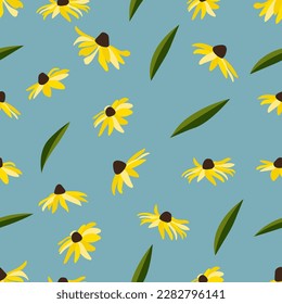 Seamless pattern with yellow flowers.Eps 10 vector.