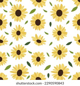 Seamless pattern with yellow flowers.Eps 10 vector.