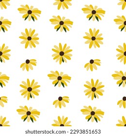 Seamless pattern with yellow flowers.Eps 10 vector.