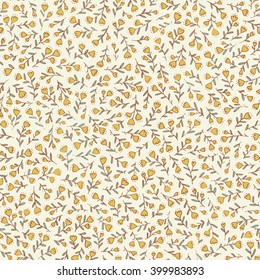 Seamless pattern with yellow flowers and branches