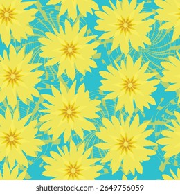 padrão sem costura com flores amarelas design decorativo; florescendo design floral padrão sem costura