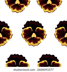 seamless pattern with yellow flowers, namely yellow pansies, for textiles or various packaging	