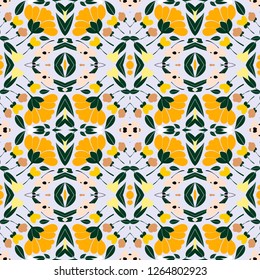 seamless pattern yellow flowers on blue