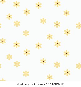 Seamless pattern with yellow flowers on white background