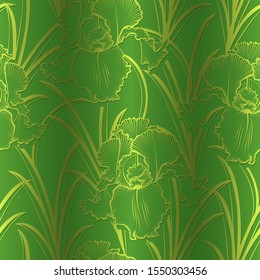 seamless pattern with yellow flowers on a green background