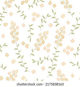 Seamless Pattern with yellow Flowers on a White Background