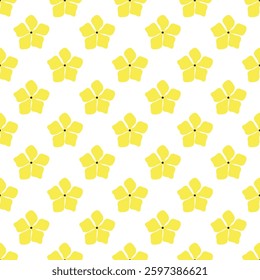 Seamless pattern with yellow flowers on white background