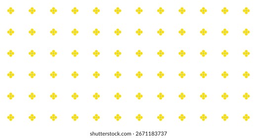Padrão contínuo com flores amarelas sobre fundo branco. Ilustração vetorial.