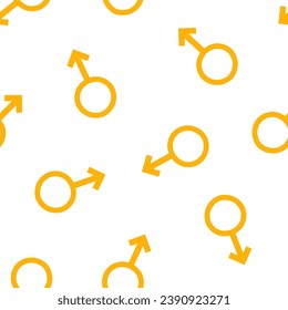 Seamless pattern with yellow gender symbols