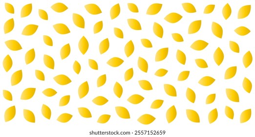 Seamless pattern of yellow gradient leaves on white or transparent background. Minimalistic nature-inspired design for wallpaper or fabric