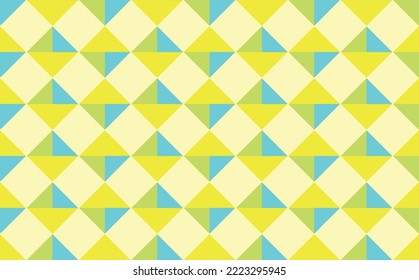 Seamless pattern of yellow, green, and blue colored rhombus.
