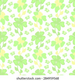 Seamless pattern with yellow and green ditsy flowers. Fresh floral background.
