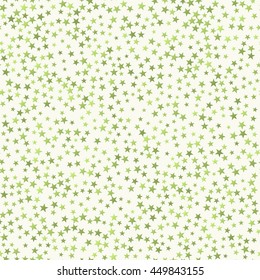 Seamless Pattern of Yellow Green Stars with Various size and Shades scattered Randomly.