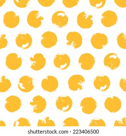 Seamless pattern with yellow grunge circles. Vector illustration