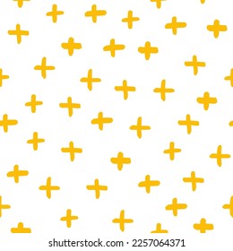 Seamless pattern with yellow hand drawn cross