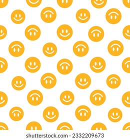 Seamless pattern with yellow happy face