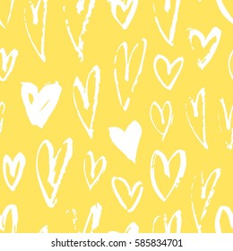 Seamless pattern with yellow hearts. Hand drawn vector illustration. Decorative elements for design. Creative art work