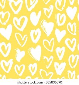 Seamless pattern with yellow hearts. Hand drawn vector illustration. Decorative elements for design. Creative art work