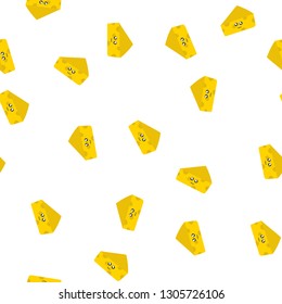 Seamless Pattern With Yellow Kawaii Cheese. Vector.