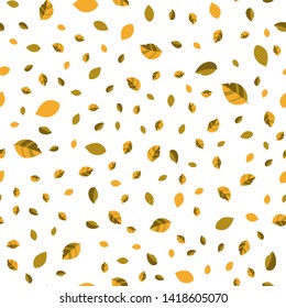 Seamless pattern with yellow leaves in cartoon style. Pattern for background, fabric, textile, wrapping paper. Vector illustration