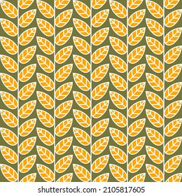 seamless pattern with yellow leaves on a green background is suitable for textiles, gift packaging