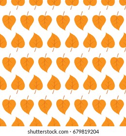 Seamless pattern of yellow leaves on white background