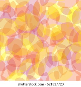 Seamless pattern with yellow leaves. Transparent leaves on a light background.