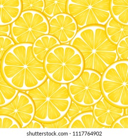 Seamless pattern with yellow lemon. Citrus background