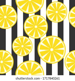 seamless pattern of yellow lemon with line background illustration in colorful