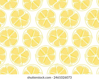 Corte de limón amarillo sin costuras. Fondo fresco de frutas tropicales jugosas. Ornamento brillante del verano para el paquete del postre del cóctel de la limonada, wallpeper, cubierta, tela