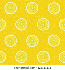 Seamless pattern of yellow lemon slices - vector illustration