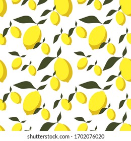 Seamless pattern with yellow lemons. Vector.