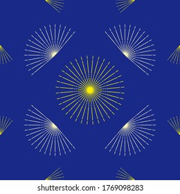 Seamless pattern (yellow and light yellow lines) and navy background. 